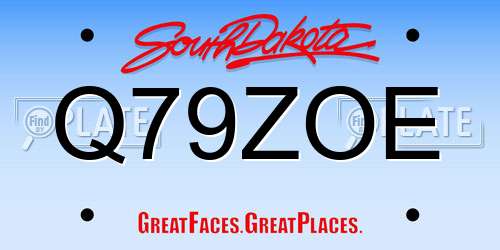 Q79ZOE South Dakota License Plate