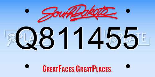 Q811455 South Dakota License Plate