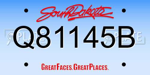 Q81145B South Dakota License Plate