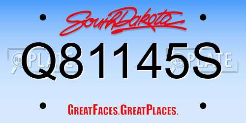 Q81145S South Dakota License Plate