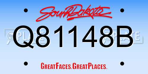 Q81148B South Dakota License Plate