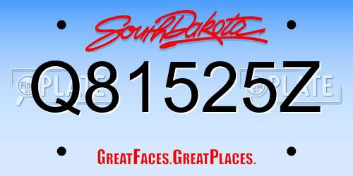 Q81525Z South Dakota License Plate