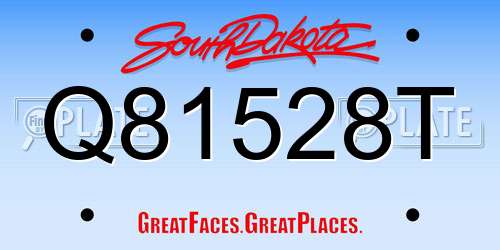 Q81528T South Dakota License Plate