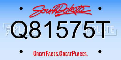 Q81575T South Dakota License Plate
