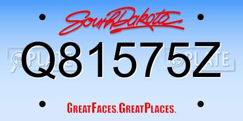 Q81575Z South Dakota License Plate