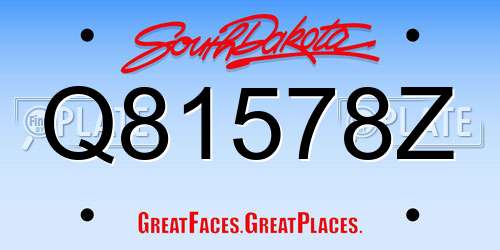 Q81578Z South Dakota License Plate