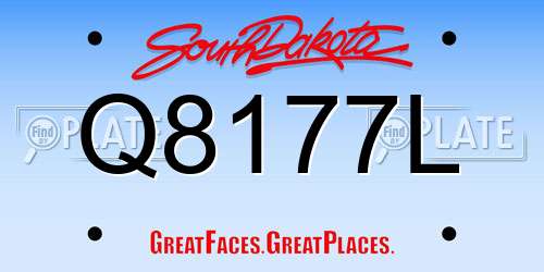 Q8177L South Dakota License Plate