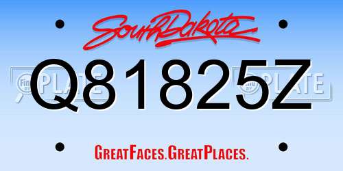 Q81825Z South Dakota License Plate