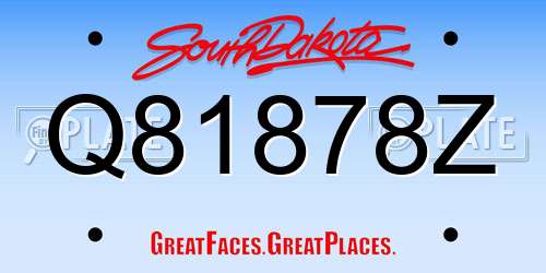 Q81878Z South Dakota License Plate