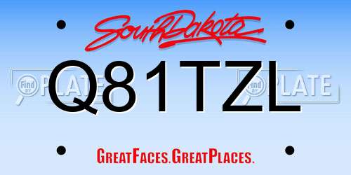 Q81TZL South Dakota License Plate