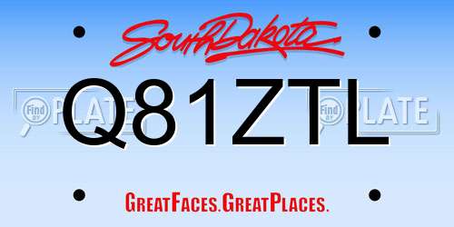 Q81ZTL South Dakota License Plate