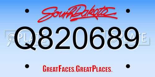Q820689 South Dakota License Plate
