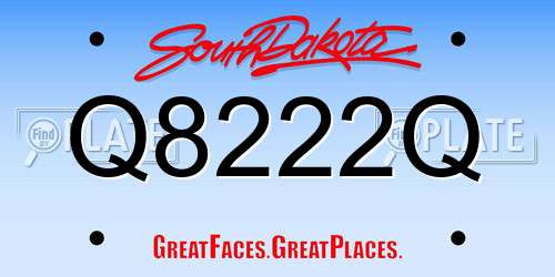 Q8222Q South Dakota License Plate