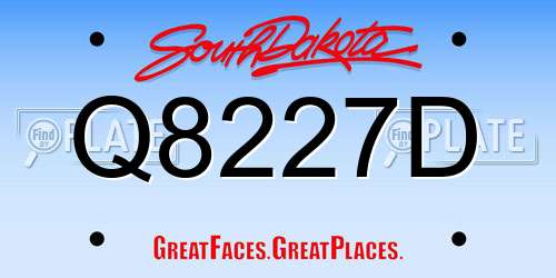 Q8227D South Dakota License Plate