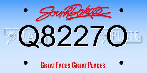 Q8227O South Dakota License Plate