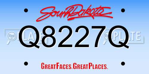 Q8227Q South Dakota License Plate