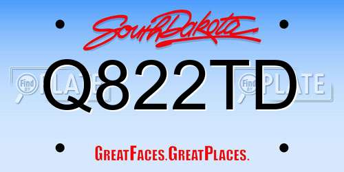 Q822TD South Dakota License Plate