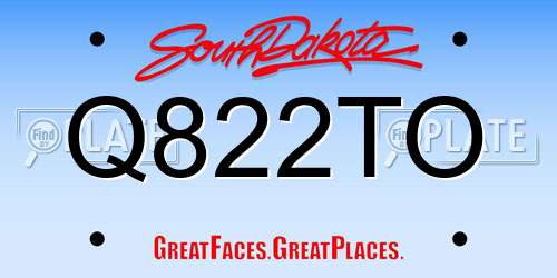 Q822TO South Dakota License Plate