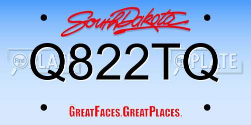 Q822TQ South Dakota License Plate