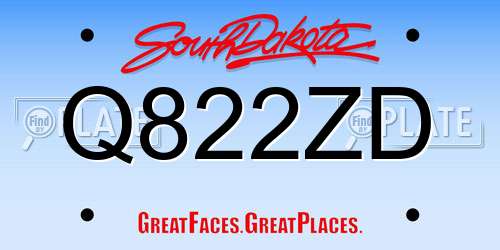 Q822ZD South Dakota License Plate