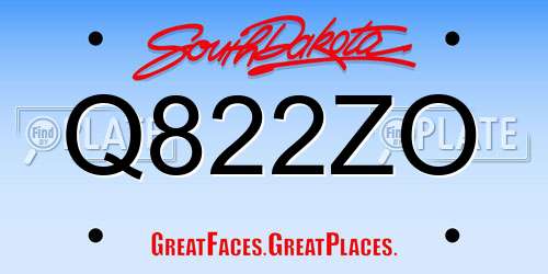 Q822ZO South Dakota License Plate