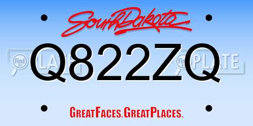 Q822ZQ South Dakota License Plate