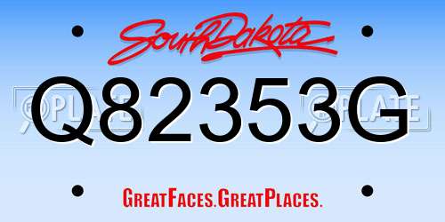 Q82353G South Dakota License Plate