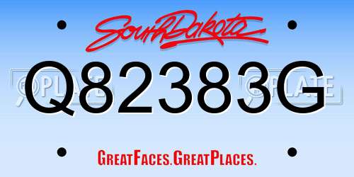 Q82383G South Dakota License Plate
