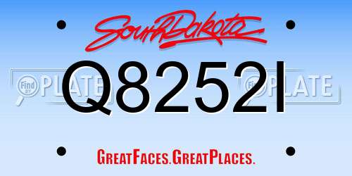 Q8252I South Dakota License Plate