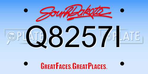 Q8257I South Dakota License Plate