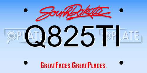 Q825TI South Dakota License Plate