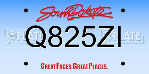 Q825ZI South Dakota License Plate