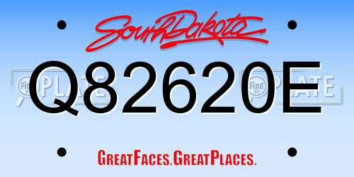 Q82620E South Dakota License Plate