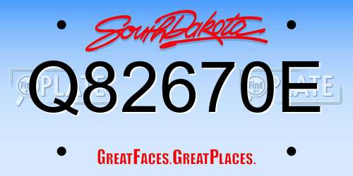 Q82670E South Dakota License Plate