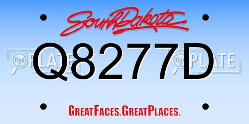 Q8277D South Dakota License Plate