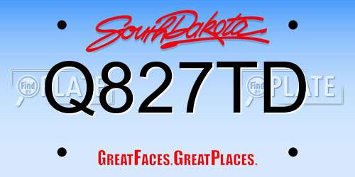 Q827TD South Dakota License Plate