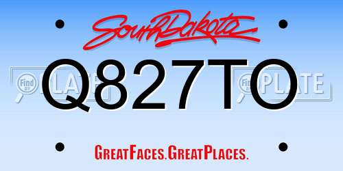 Q827TO South Dakota License Plate