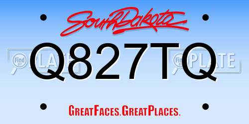 Q827TQ South Dakota License Plate