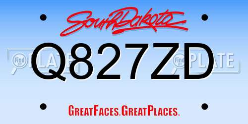 Q827ZD South Dakota License Plate