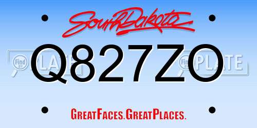 Q827ZO South Dakota License Plate