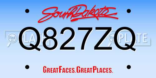 Q827ZQ South Dakota License Plate