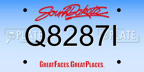 Q8287I South Dakota License Plate