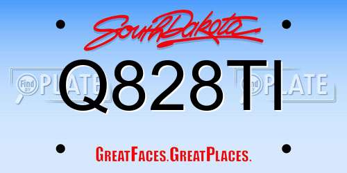 Q828TI South Dakota License Plate
