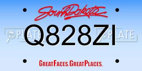 Q828ZI South Dakota License Plate