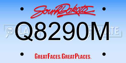 Q8290M South Dakota License Plate