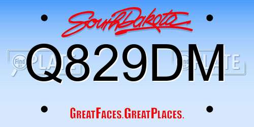 Q829DM South Dakota License Plate