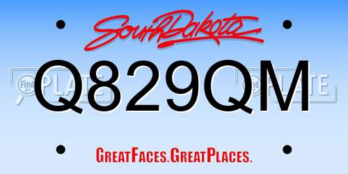Q829QM South Dakota License Plate