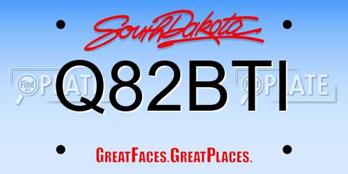 Q82BTI South Dakota License Plate