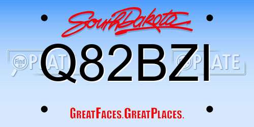 Q82BZI South Dakota License Plate