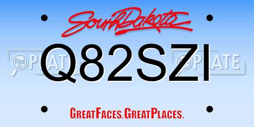 Q82SZI South Dakota License Plate